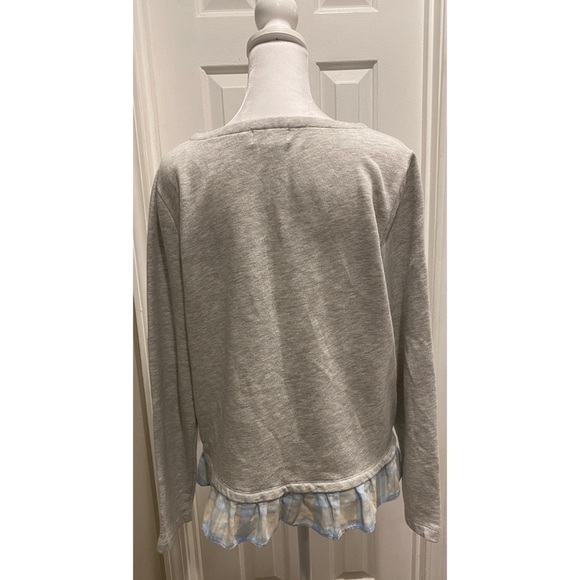 Vineyard Vines Grey & Blue Plaid Ruffle Sweatshirt - Picture 4 of 4